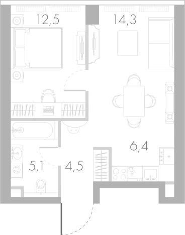 . Вариант № 74820, 0, площадь - 42.8 квм, цена 37358190 рублей