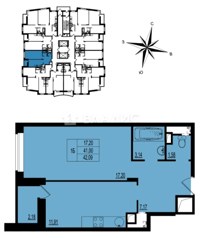 Купить однокомнатную квартиру в новостройках в Владимирской области. Вариант № 105421, 1, площадь -  квм, цена 3901743 рублей
