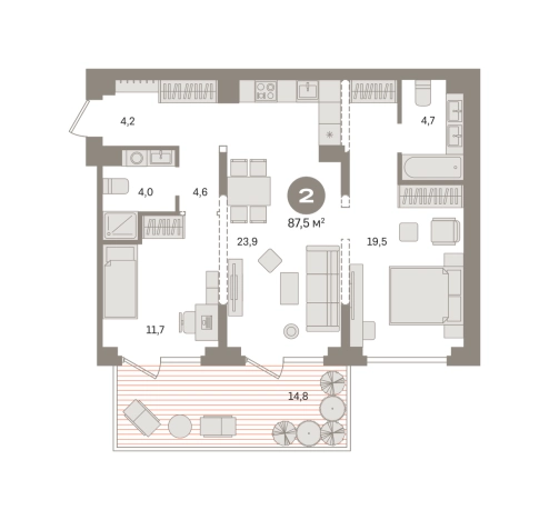 Купить двухкомнатную квартиру у метро Домодедовская в Видном. Вариант № 8615456, 0, площадь -  квм, цена 14280000 рублей