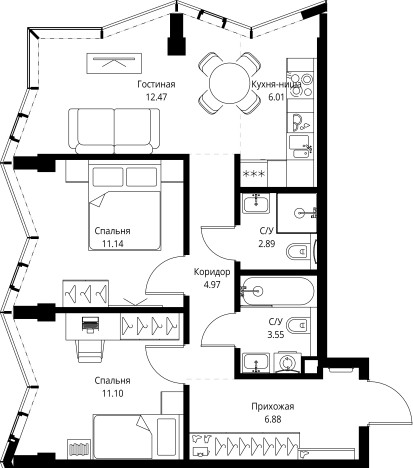 Купить двухкомнатную квартиру в районе Алексеевский в Москве. Вариант № 162984, 0, площадь -  квм, цена 40935237 рублей