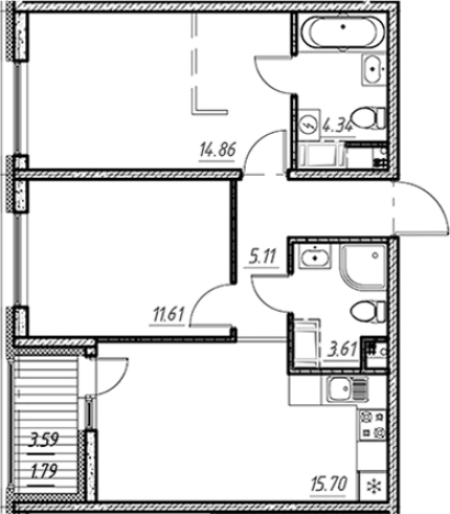 . Вариант № 9154359, 0, площадь - 55.23 квм, цена 9772943 рублей