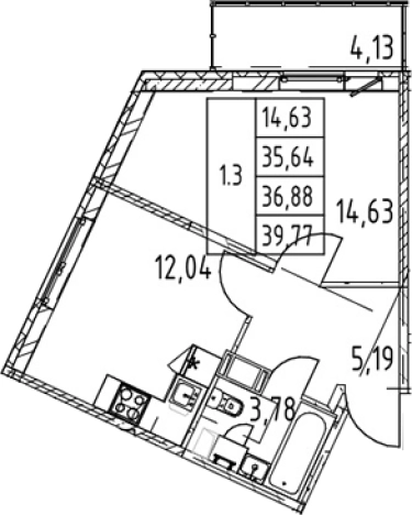 Купить однокомнатную квартиру у метро Девяткино в Мурине. Вариант № 7267598, 0, площадь -  квм, цена 7147888 рублей
