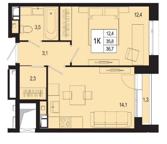 Купить однокомнатную квартиру в новостройках на улице Проектируемый проезд № 6415 в Москве. Вариант № 37947, 9, площадь - квм, цена 7300000 рублей
