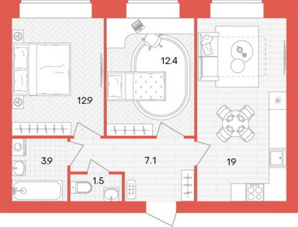 Купить двухкомнатную квартиру в ЖК Жилой комплекс "Кантри" в Пензенской области. Вариант № 8357105, 0, площадь -  квм, цена 5452800 рублей