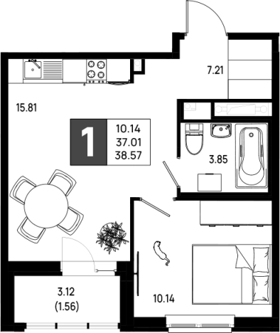 Купить квартиру в ЖК Имена в Ленинградской области. Вариант № 6642394, 0, площадь -  квм, цена 5052670 рублей