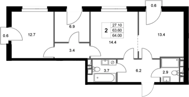 Купить двухкомнатную квартиру в новостройках в Люберцах. Вариант № 138315, 0, площадь -  квм, цена 11573334 рублей