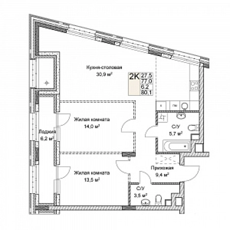 . Вариант № 139567, 0, площадь - 80 квм, цена 22052331 рублей