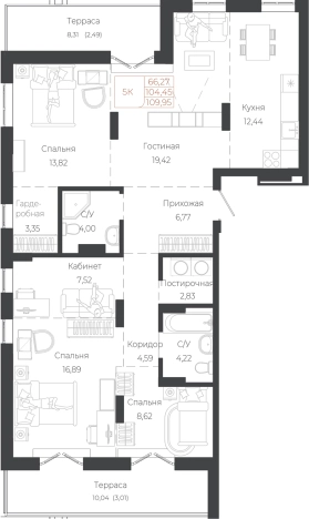 Купить квартиру в Республике Алтай. Вариант № 7630036, 0, площадь -  квм, цена 23859150 рублей
