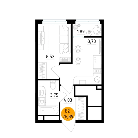 Купить однокомнатную квартиру в ЖК Смарт квартал «Центральный» в Рязани. Вариант № 155108, 0, площадь -  квм, цена 3629343 рублей