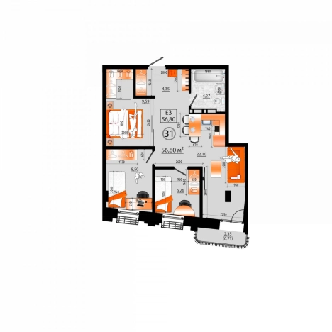 Купить трехкомнатную квартиру в Приморском крае. Вариант № 6058555, 0, площадь -  квм, цена 13234400 рублей