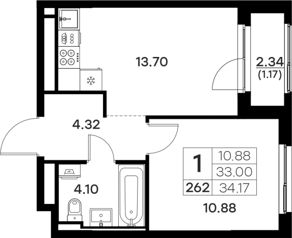 Купить однокомнатную квартиру в ЖК Glorax Октябрьский в Владимире. Вариант № 133920, 1, площадь -  квм, цена 5109999 рублей