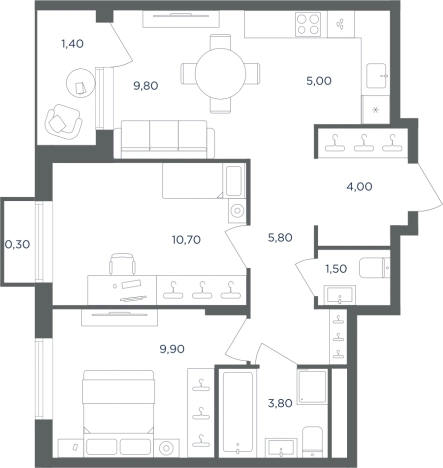 Купить трехкомнатную квартиру в Одинцове. Вариант № 7688726, 0, площадь -  квм, цена 10132482 рублей