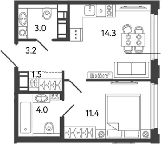 Купить однокомнатную квартиру в ЖК Гений в Санкт-Петербурге. Вариант № 6251775, 0, площадь -  квм, цена 12247256 рублей
