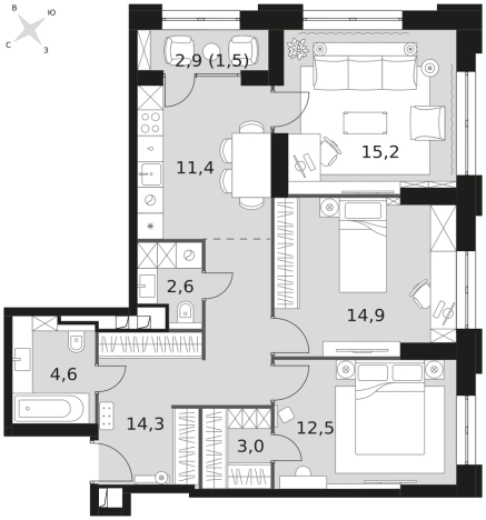 Купить трехкомнатную квартиру у метро Хорошево в Москве. Вариант № 9501437, 0, площадь -  квм, цена 65608000 рублей