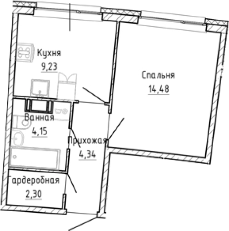 Купить однокомнатную квартиру в новостройках в ЖК Аквилон RIVA в Мурине. Вариант № 8928831, 0, площадь -  квм, цена 6452190 рублей