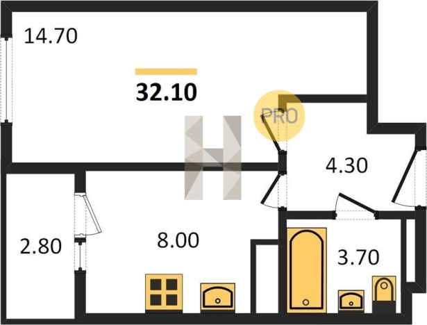 Купить однокомнатную квартиру в ЖК Настроение в Ижевске. Вариант № 70104, 0, площадь -  квм, цена 2764773 рублей
