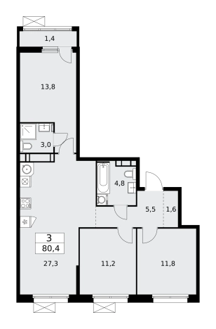Купить трехкомнатную квартиру в ЖК Скандинавия в Москве. Вариант № 161081, 0, площадь -  квм, цена 30877620 рублей