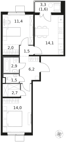 Купить двухкомнатную квартиру у метро Физтех в Химках. Вариант № 9701531, 0, площадь -  квм, цена 16663620 рублей
