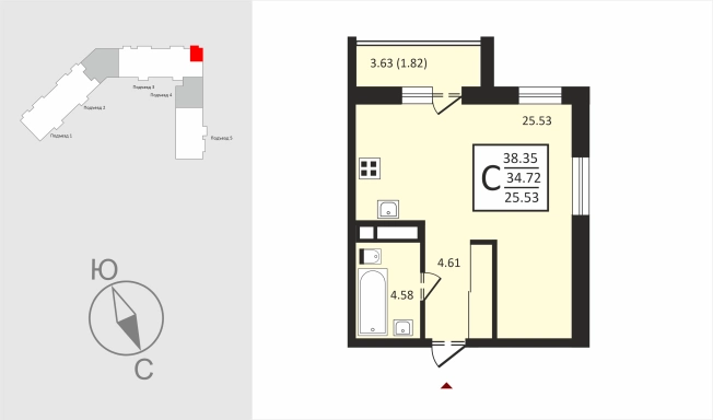 Купить Студию в Владимирской области. Вариант № 113164, 0, площадь -  квм, цена 3946320 рублей
