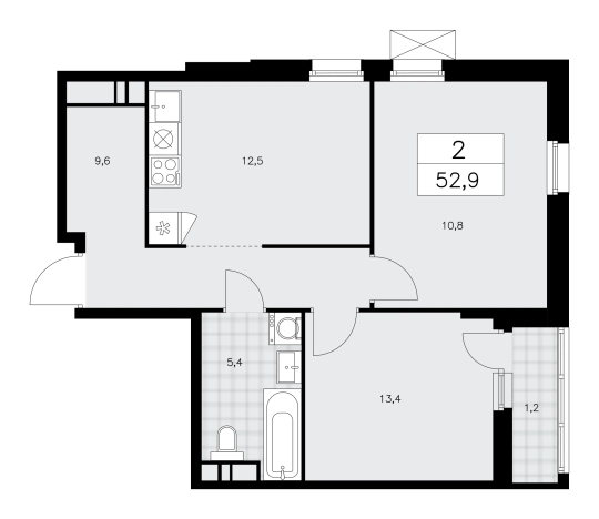 . Вариант № 93811, 0, площадь - 52.9 квм, цена 19364574 рублей