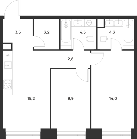 Купить двухкомнатную квартиру в новостройках у метро Новохохловская в Москве. Вариант № 156527, 0, площадь -  квм, цена 29550150 рублей