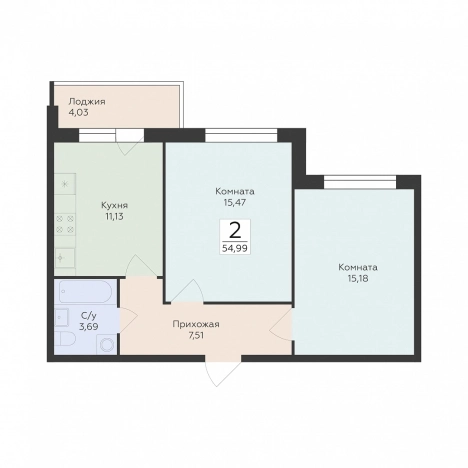 Купить двухкомнатную квартиру в Воронеже. Вариант № 8203578, 0, площадь -  квм, цена 6425581 рублей