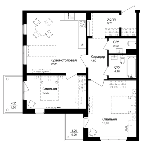 Купить двухкомнатную квартиру в новостройках на улице Достоевского в Ленинградской области. Вариант № 7829234, 0, площадь -  квм, цена 9217000 рублей