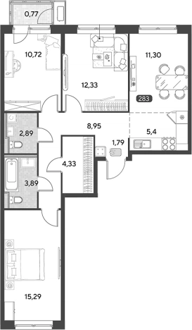 Купить многокомнатную квартиру в Калужской области. Вариант № 123046, 0, площадь - квм, цена 7549795 рублей