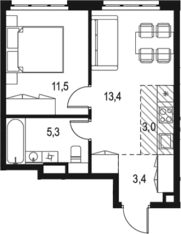 . Вариант № 111519, 0, площадь - 36.6 квм, цена 10885492 рублей