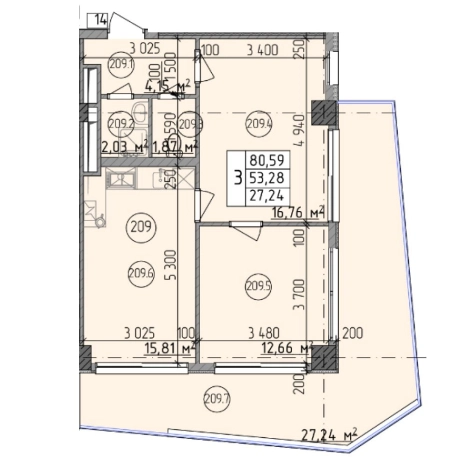 Купить трехкомнатную квартиру на улице Молодёжная в Республике Крым. Вариант № 9156548, 2, площадь -  квм, цена 41984800 рублей