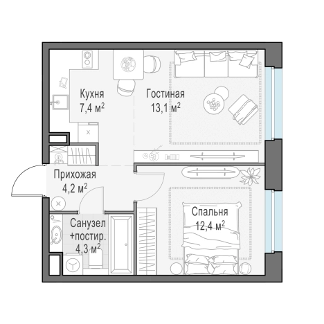 Купить двухкомнатную квартиру в ЖК Белый Grad в Мытищах. Вариант № 167289, 0, площадь -  квм, цена 8770000 рублей
