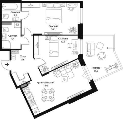 Купить трехкомнатную квартиру в ЖК Экография в Ленинградской области. Вариант № 7829684, 0, площадь -  квм, цена 15261500 рублей
