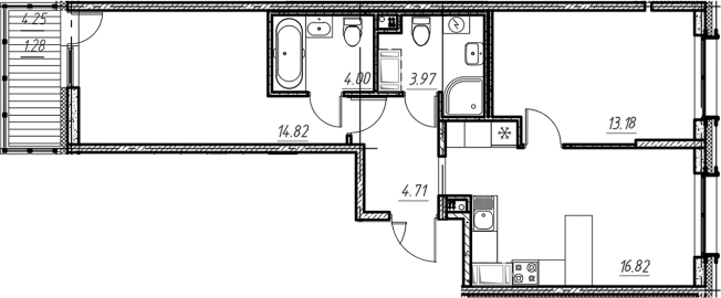 . Вариант № 9154414, 0, площадь - 57.5 квм, цена 8601571 рублей