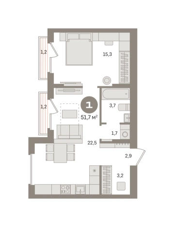 Купить однокомнатную квартиру у метро Домодедовская в Московской области. Вариант № 8615657, 0, площадь - квм, цена 9230000 рублей