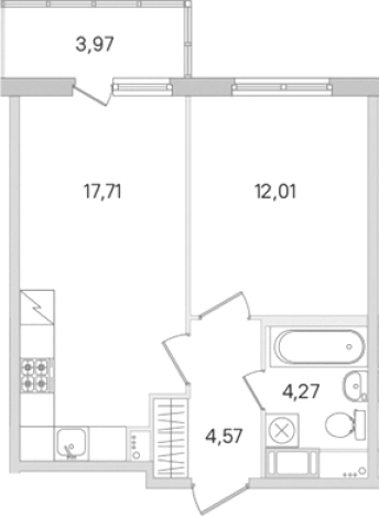 Купить двухкомнатную квартиру в новостройках у метро Проспект Большевиков в Ленинградской области. Вариант № 8488890, 0, площадь - квм, цена 6863680 рублей