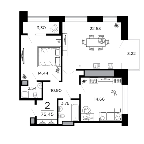 Купить квартиру в новостройках в ЖК "Вега" в Рязани. Вариант № 5246935, 0, площадь -  квм, цена 13045035 рублей