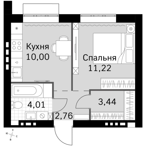 . Вариант № 9959709, 0, площадь - 31.43 квм, цена 8670877 рублей