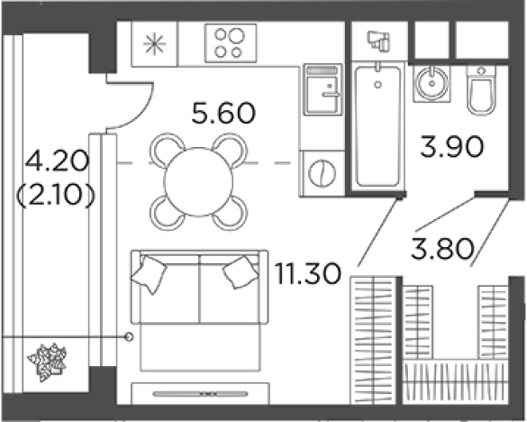 Купить Студию на улице Маковского в Одинцове. Вариант № 110005, 0, площадь -  квм, цена 7810231 рублей