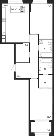 . Вариант № 6851515, 0, площадь - 86.3 квм, цена 70565062 рублей