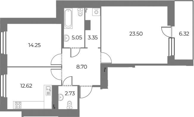 Купить двухкомнатную квартиру в новостройках у метро Проспект Ветеранов в Санкт-Петербурге. Вариант № 78980, 0, площадь -  квм, цена 18150000 рублей