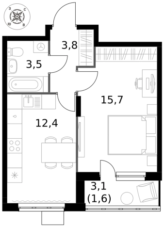 . Вариант № 9953633, 0, площадь - 37 квм, цена 10496900 рублей
