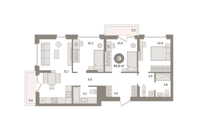 Купить трехкомнатную квартиру у метро Домодедовская в Видном. Вариант № 8538600, 0, площадь -  квм, цена 15560000 рублей