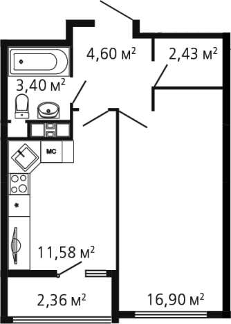Купить однокомнатную квартиру в ЖК Миниполис Рафинад в Химках. Вариант № 142962, 0, площадь -  квм, цена 9555357 рублей