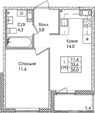Купить однокомнатную квартиру в ЖК Ермак в Ленинградской области. Вариант № 6609606, 0, площадь -  квм, цена 5120000 рублей