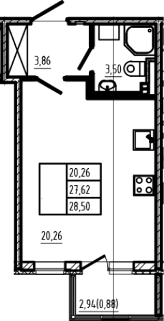 Купить Студию на улице Златоглавая в Сертолове. Вариант № 6962662, 0, площадь -  квм, цена 6612000 рублей