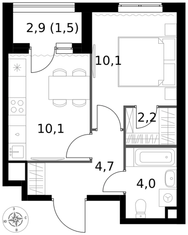 Купить однокомнатную квартиру в новостройках в ЖК 1-й Измайловский в Москве. Вариант № 9714990, 0, площадь -  квм, цена 17747440 рублей