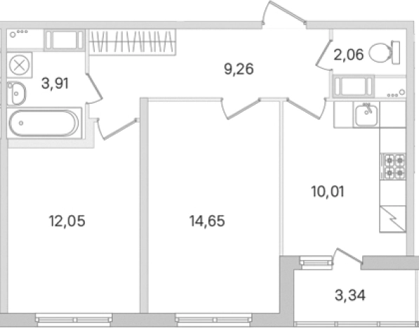 Купить двухкомнатную квартиру у метро Проспект Большевиков в Ленинградской области. Вариант № 8488852, 0, площадь - квм, цена 8938874 рублей