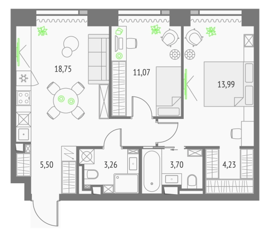 Купить квартиру в ЖК Upside Towers в Москве. Вариант № 152143, 0, площадь -  квм, цена 34104980 рублей