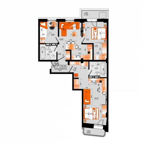 Купить трехкомнатную квартиру в Приморском крае. Вариант № 6056777, 0, площадь -  квм, цена 15313920 рублей