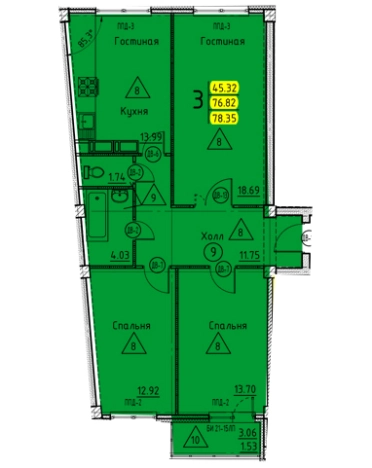 Купить трехкомнатную квартиру в новостройках в ЖК Жилой комплекс "Арбековская застава" в Пензе. Вариант № 69612, 0, площадь - квм, цена 8674400 рублей